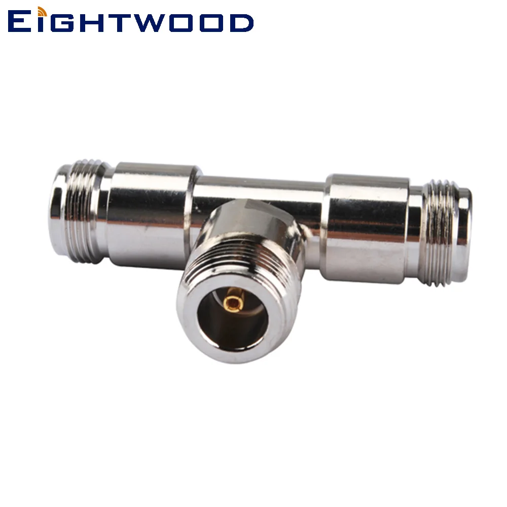 Eightwood N Jack Female to 2 N Jack Female T-Shape RF Coaxial Adapter Female Socket  Long Version 3 Way Connector