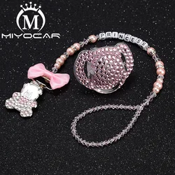 MIYOCAR custom fopspeen clip dummy clip fopspeen houder met fopspeen set prinses stijl bling bling set unieke gift SP001