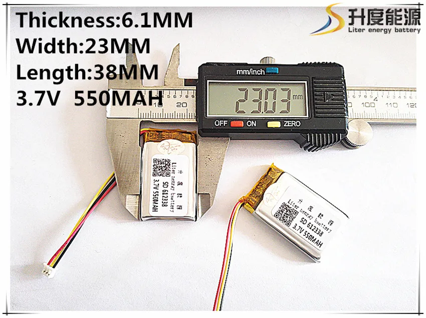 Polymer batterie 612338 mah 3,7 V 602338 smart home MP3 lautsprecher Li-Ion batterie für dvr, GPS, mp3, mp4, handy, sprechen