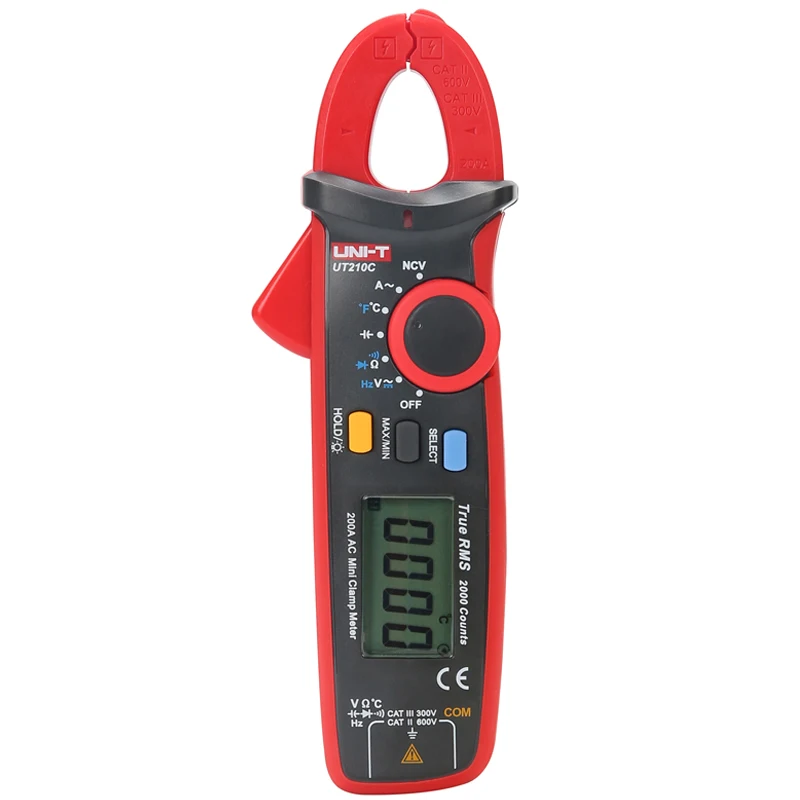 UNI-T UT210A/UT210B/UT210C AC 200A Mini Digital Clamp Meters; Resistance/Capacitance/Temperature, LCD Backlight