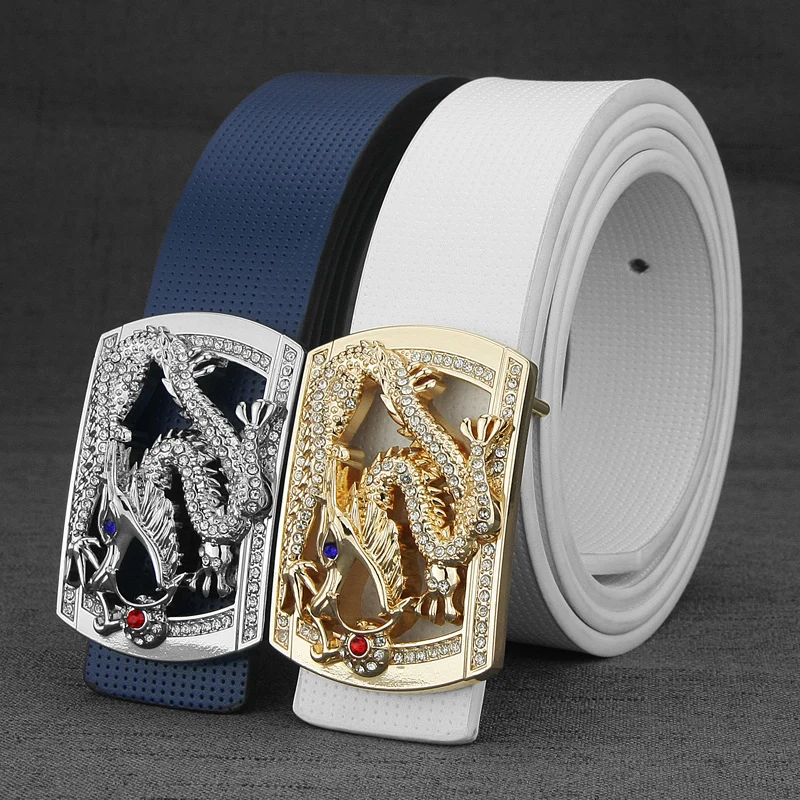 

Dragon Designer Belts Men Luxury Famous Brand Male Genuine Leather Strap Crocodile Wide Belt Silver Gold Ceinture Homme white