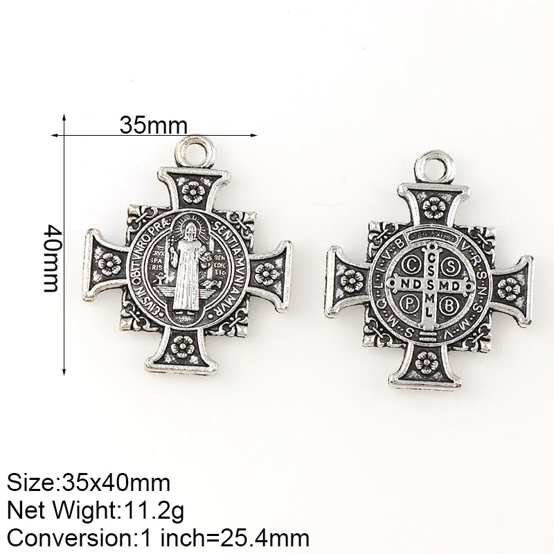 2 Color Medal Of Saint Benedict In Cross Jesus Christian Jewelry Crosses Charms St Benedict Crucifix Pendants For Pendants Neck