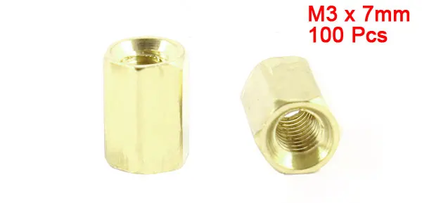 UXCELL-écrou hexagonal femelle en laiton | 100 pièces, entretoise M3x7 M3 7Mm