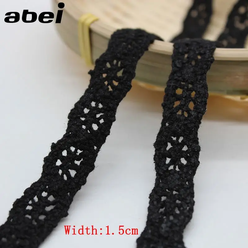 10Yards/lot 10-30mm Black Cotton Lace Fabric Furnishing Wrap knitting Embellishments DIY Clothes Bags Ornaments Handmade Trims