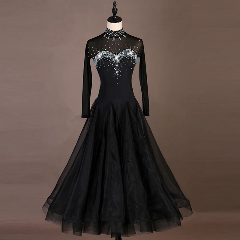 Ballroom dance competition dress standard dresses modern dance costume ballroom waltz dress blue black mq205