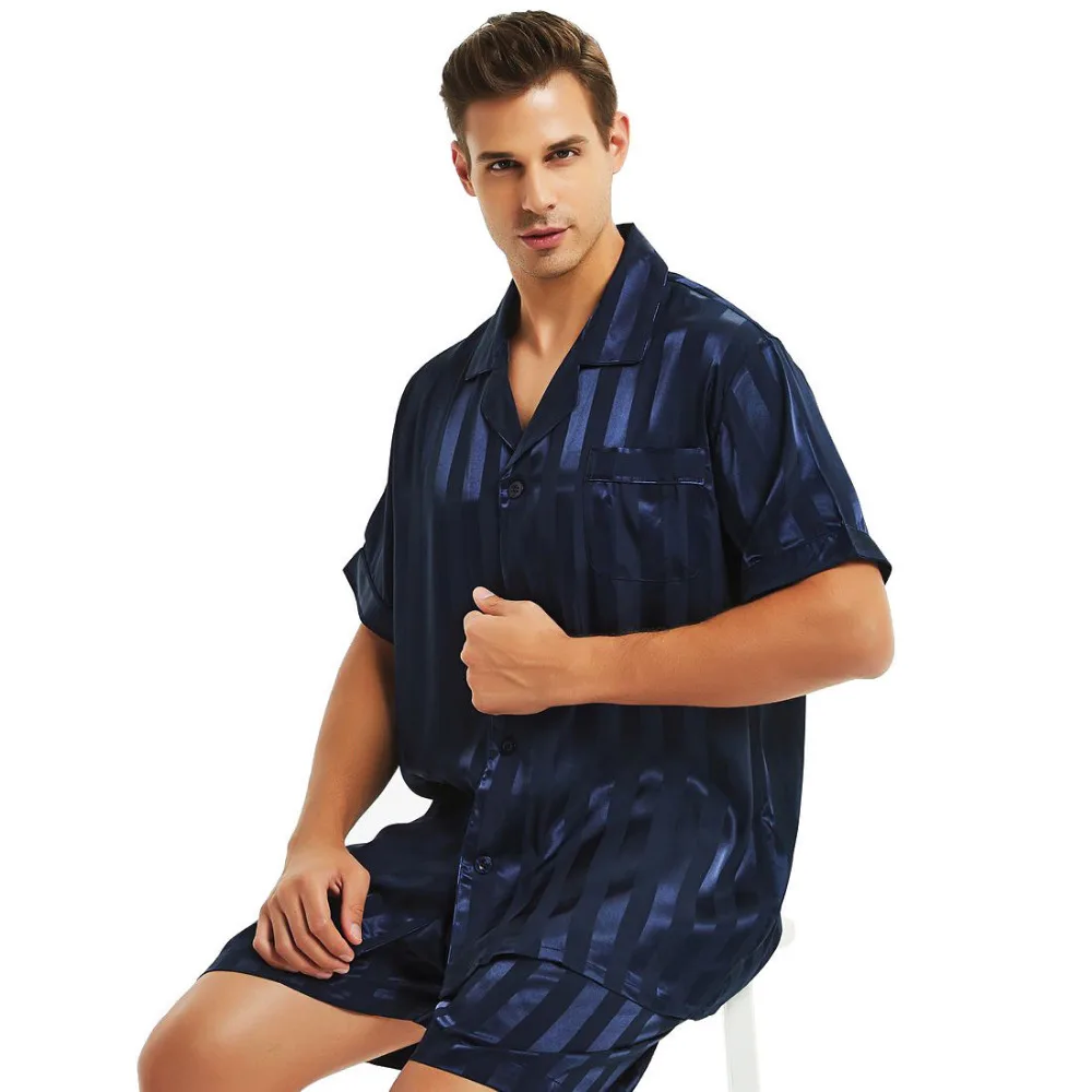 Mens Silk Satin Short  Pajamas Set  Pajama Pyjamas  Set  Sleepwear Set  S , M , L  , XL ,  2XL  , 3XL ,  4XL