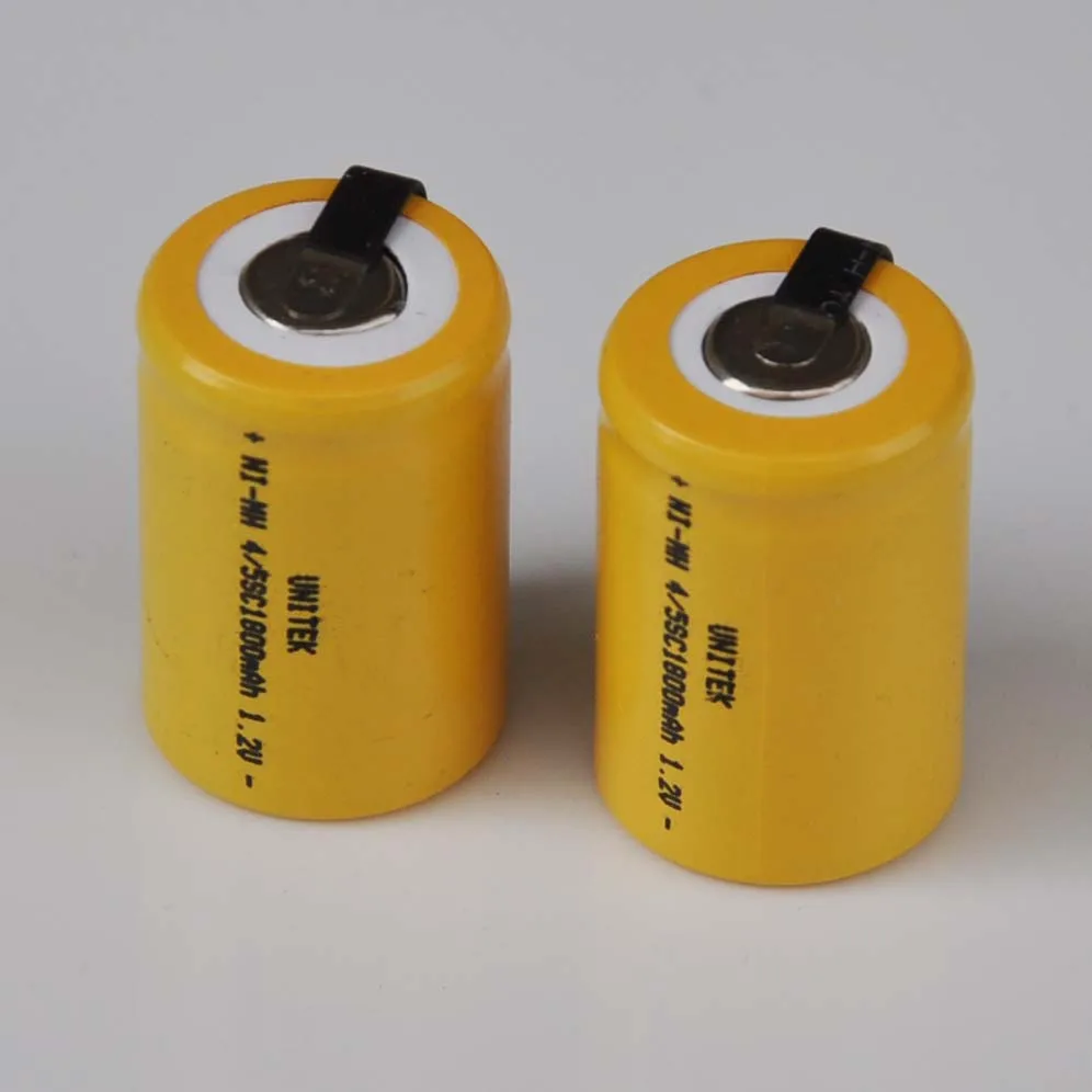 2-5PCS 1.2V 4/5SC rechargeable battery 1800mah 4/5 SC Sub C ni-mh nimh cell with welding tabs for electric drill screwdriver