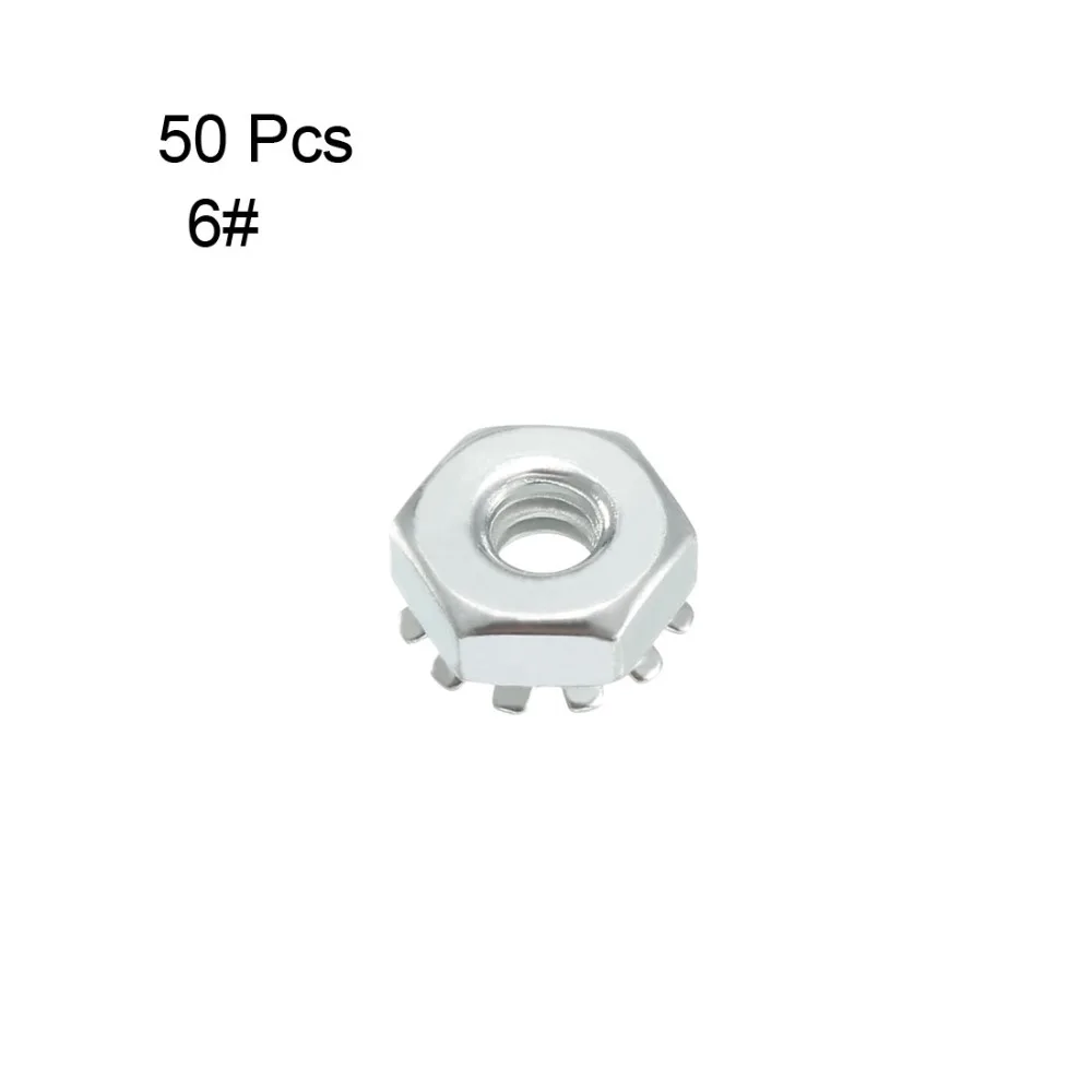 UXCELL 50Pcs 6#-32 Nuts Carbon Steel Female Thread Kep Hex Head Lock Nut Zinc Plated Finish Firm And Corrosion Resistant Nut