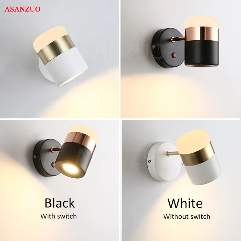 

LED rotating wall lamps Modern simple metal Acrylic wall lamp creative Living room study bedroom aisle Wall Lights with switch