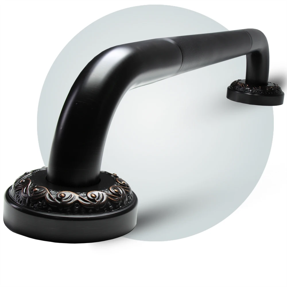 Bathroom Shower  Grab Bar, Heavy-duty Construction Armrest, Bathtub Handrail, ORB / Black, Solid Brass, Concealed Mounting