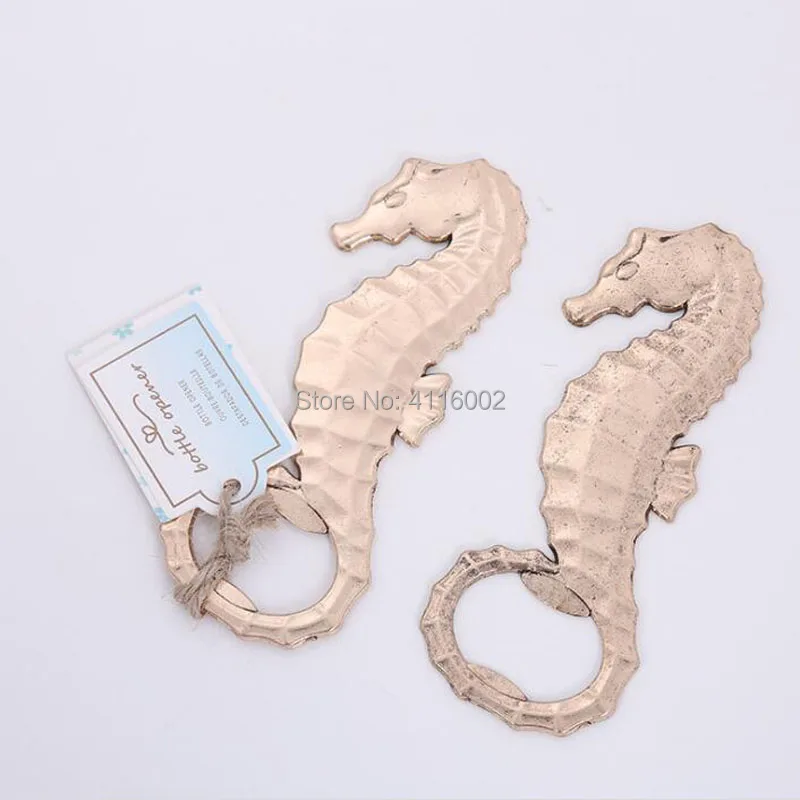 100PCS Gold Seahorse Bottle Opener Wedding Favors Beach Themed Bridal Shower Sea Party Event Supplies Ideas