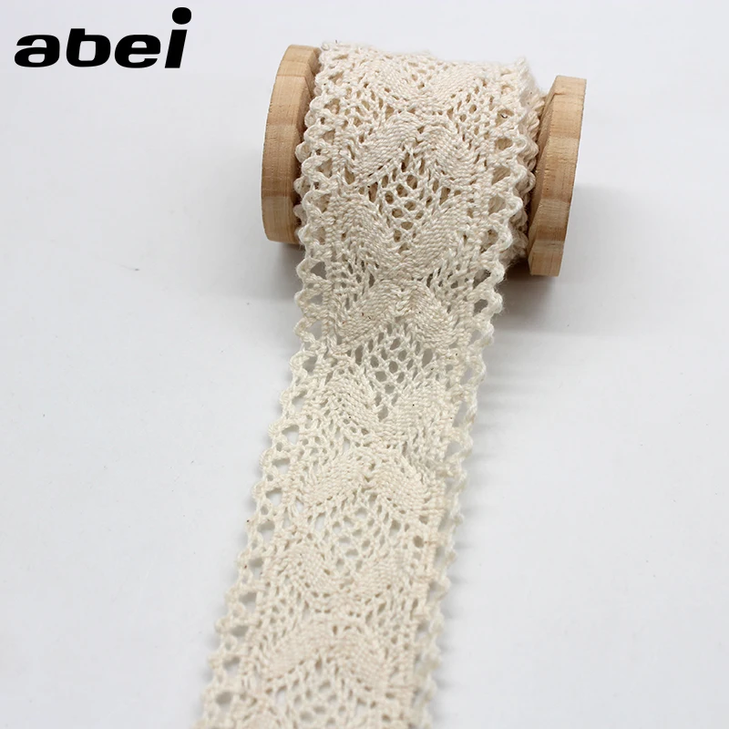 4cm 5yards/lot Cotton Lace Trims Sewing Beige Ribbon for Home Curtain DIY Handmade Patchwork Cotton Fabric Material Accessories