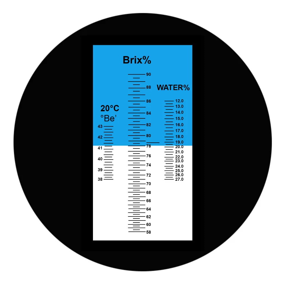 3-in-1 Honey Refractometer Brix/Moisture/Baume Tester Meter ATC, Sugar Water Content Level, Tri-Scale 58-90%/12-27%/38-43Be\'