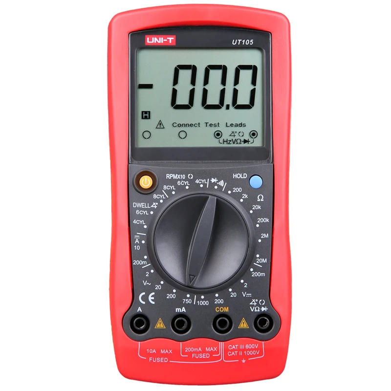 UNI-T UT105/UT107 Automobile Multimeters; Manual Range Digital Multimeter, Resistance/Frequency/Temperature Test