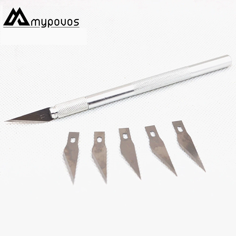 MYPOVOS Precision Hobby Knife Stainless Steel Blades for Arts Crafts PCB Repair Leather Films Tool Pen Multi Purpose DIY