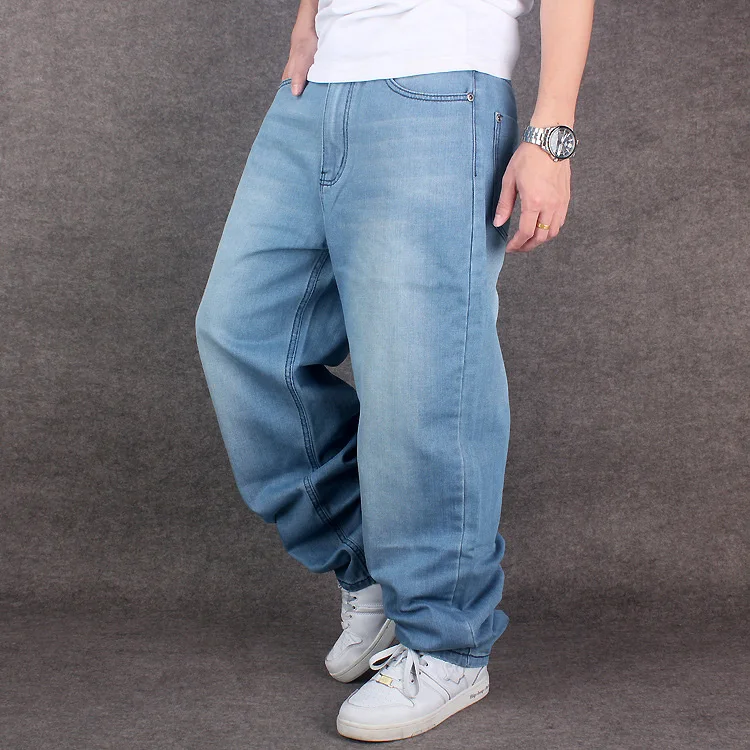 Oversized Loose Jeans Men Denim Wide Leg Pants Straight Baggy Harem Streetwear Hip Hop Brand Black Trousers Large Size 30 - 46