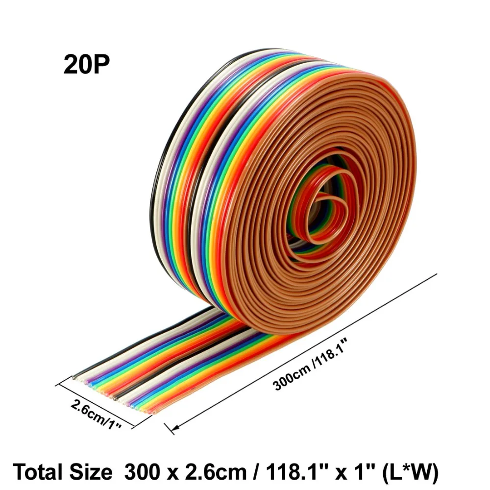 UXCELL 3/5m Long Rainbow Color 20P 26P 40Pins Jumper Wire Ribbon Flat Cable Breadboard DIY fit 1.27mm Spacing Pin Headers