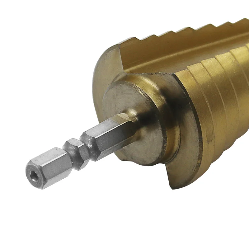 6-35มม.ขนาดใหญ่ HSS เหล็กขั้นตอนเจาะกรวย Countersink Titanium Bit Set Hole