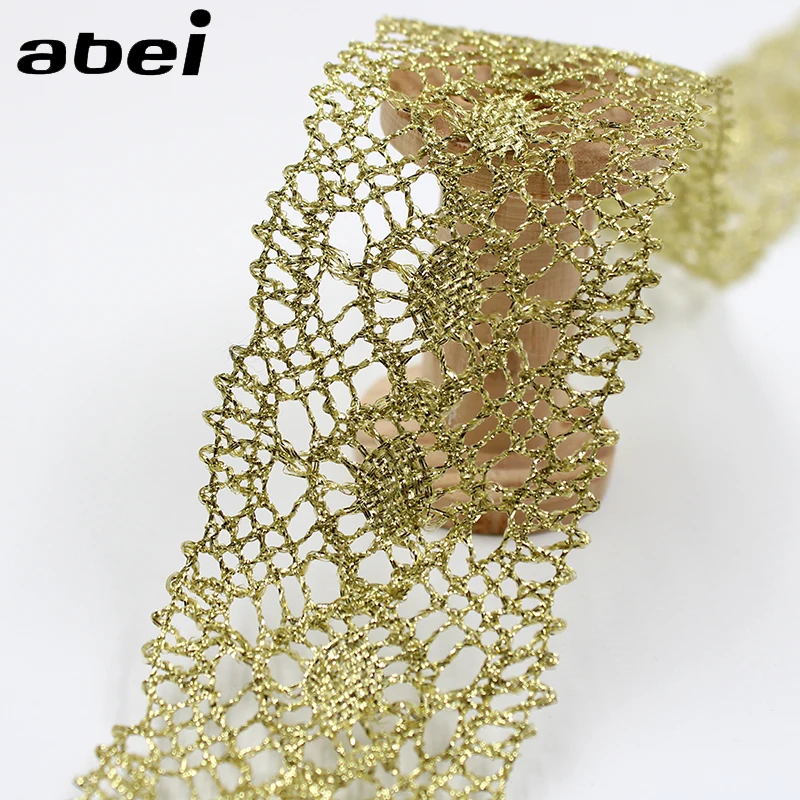 5cm 10yards Vintage Gold Lace Trims Lace Fabric For Garment Sewing Accessories Applique Wedding Crafts