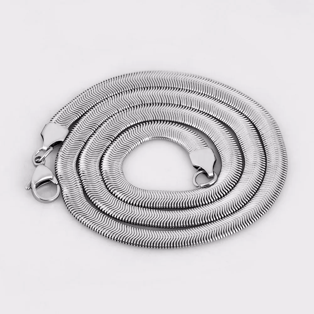 Fashion Flat Snake Bone Chain Stainless Steel Necklace 1.5mm-6.0mm 18/20/22inch Silver Color Never Turn Off Color Jewelry