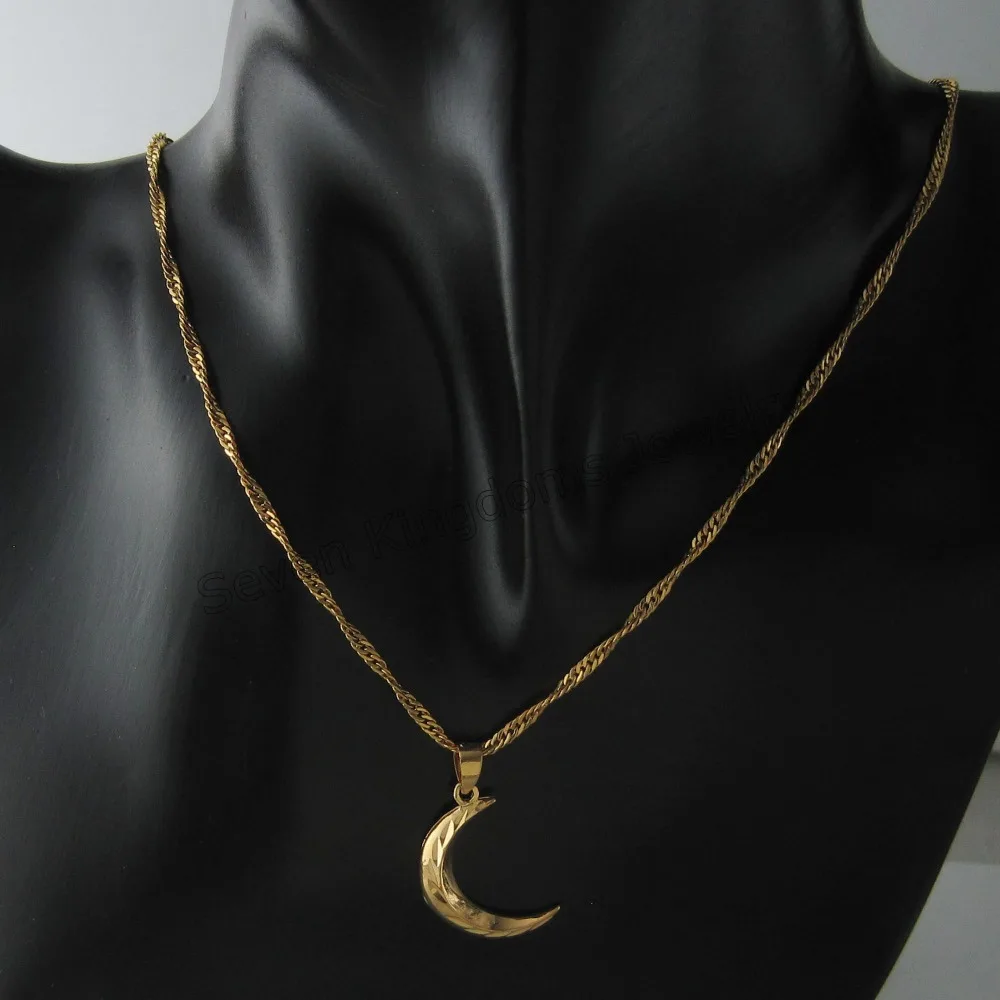 GREAT DESIGN CARVED Moon YELLOW GOLD COLOR 18