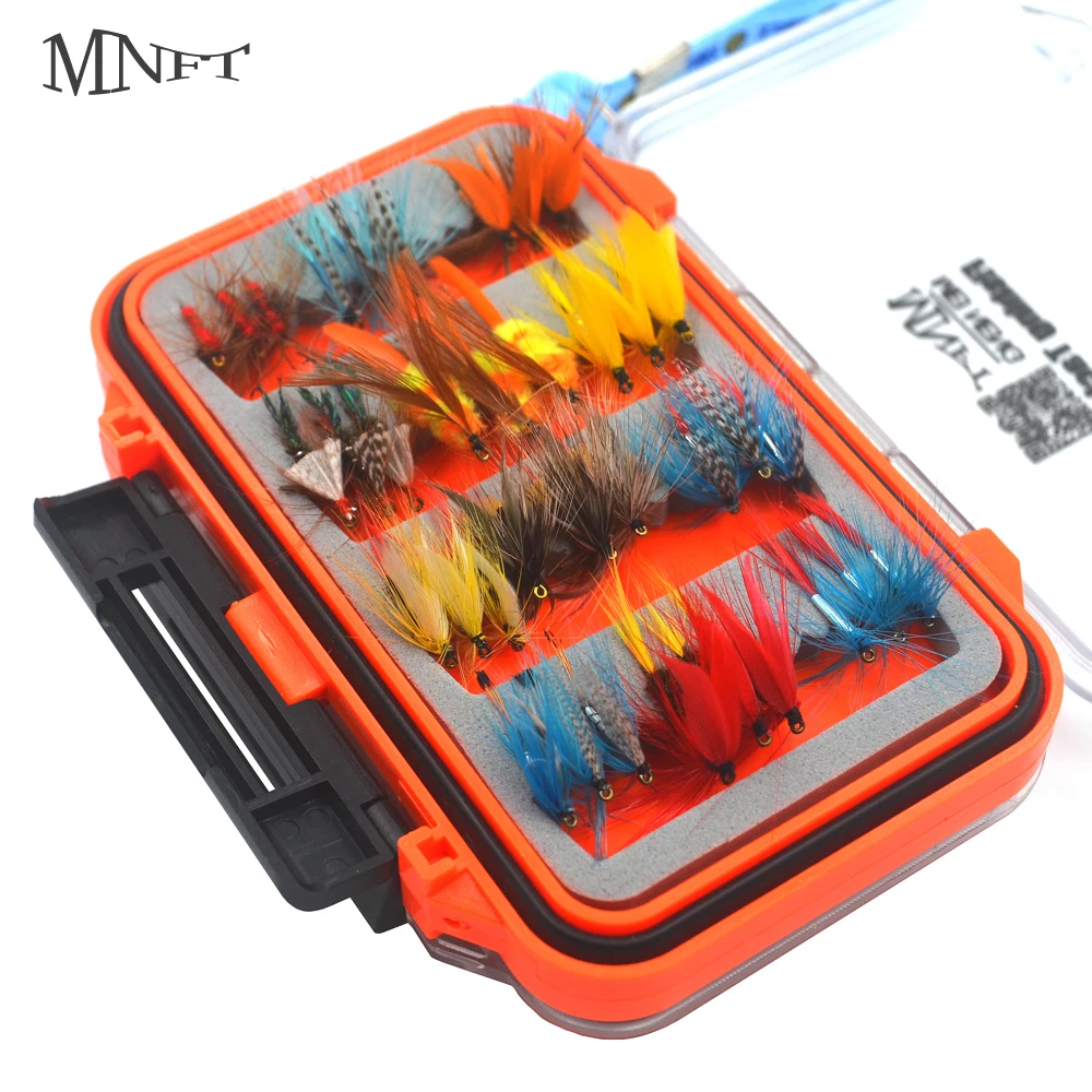 MNFT 72PCS Assorted Nymph Fishing Fly Combo Trout Bass Blue Gill Panfish Artificial Lures kit with Double Faced Waterproof Box