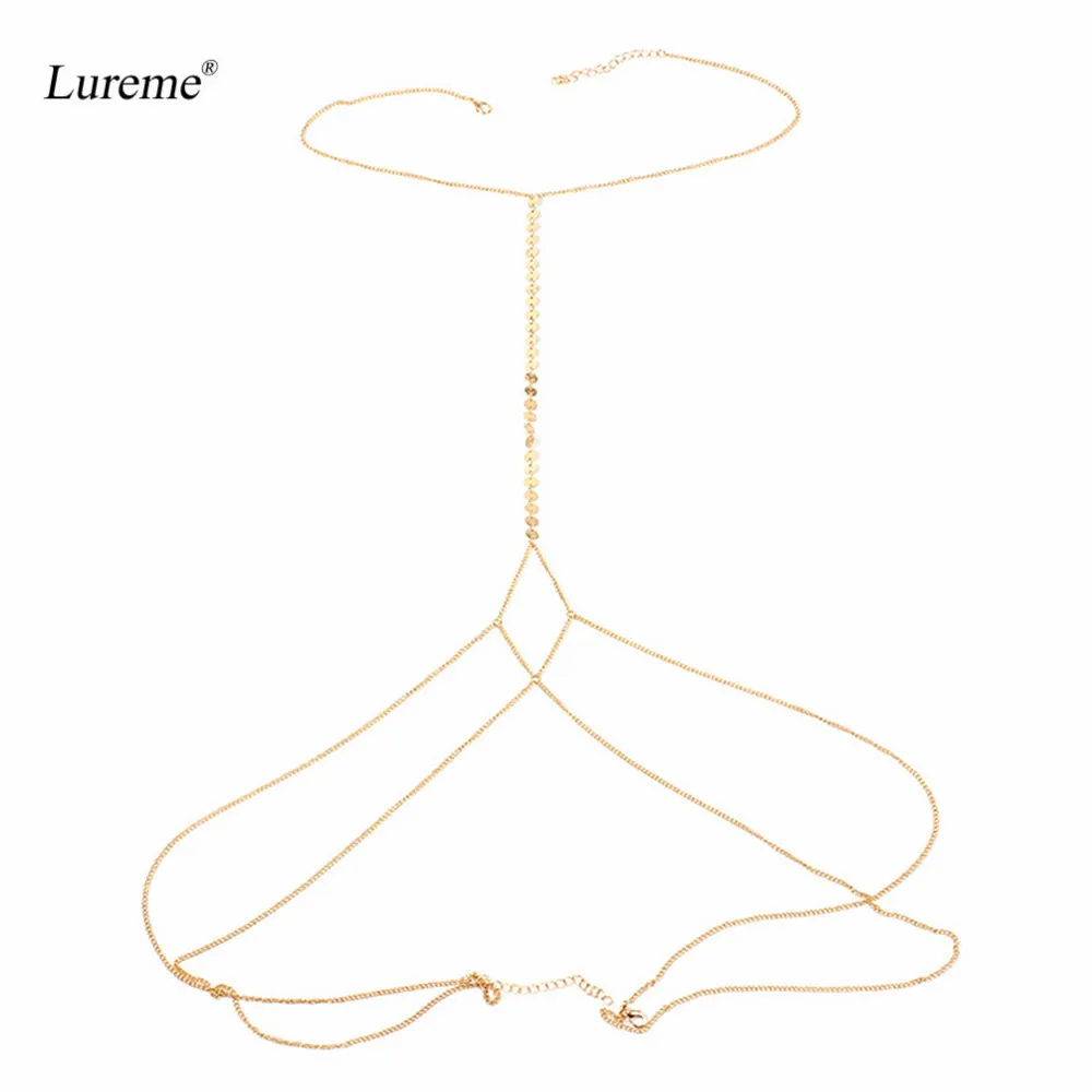 Lureme Bikini Crossover Harness Double Layered Waist Belly Body Chain for Women (bc000023)