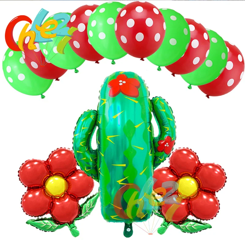 Large Cactus Plant Foil Balloon Summer Swimming Pool Party Birthday Decor Supplies Dots Latex Ballon Inflatable Toys Baby Shower