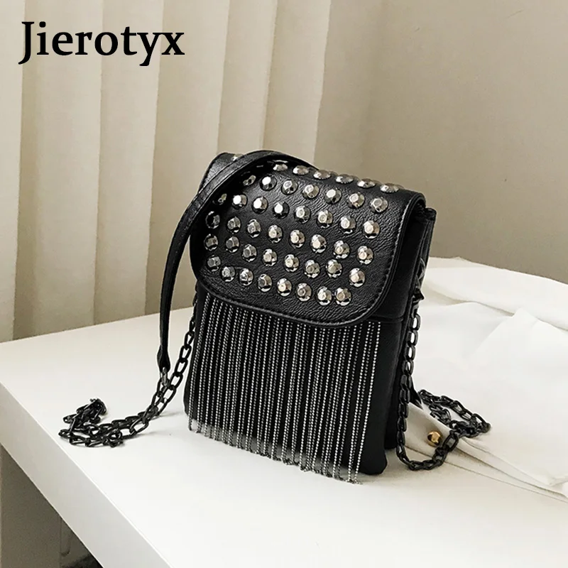 JIEROTYX Fringed with Diamonds Women\'s Bag Messenger Bags Designer Fashion Chain Female Shoulder Bag High Quality Wholesale