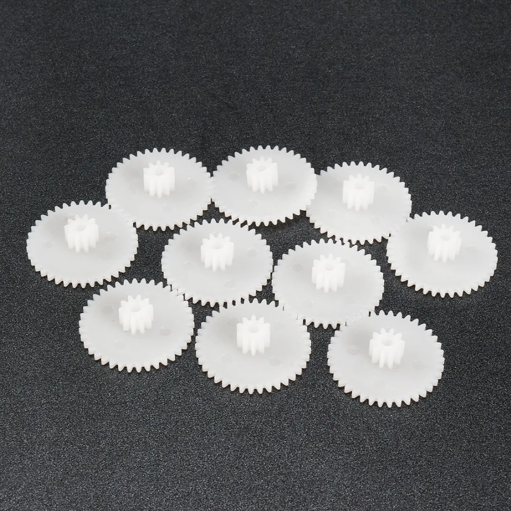 Uxcell 10Pcs 38102/44102/48102B White Plastic Gear with 38/44/48 Teeth Toy Accessories 2mm Hole Diameter for DIY Car Robot Motor