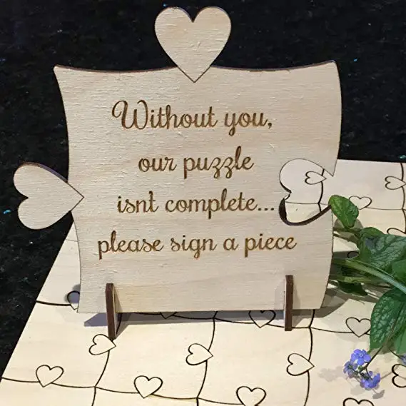 customize rustic puzzle Jigsaw Puzzle Wedding Guest Wishing Books Alternative Wooden guestbooks party favors decorations