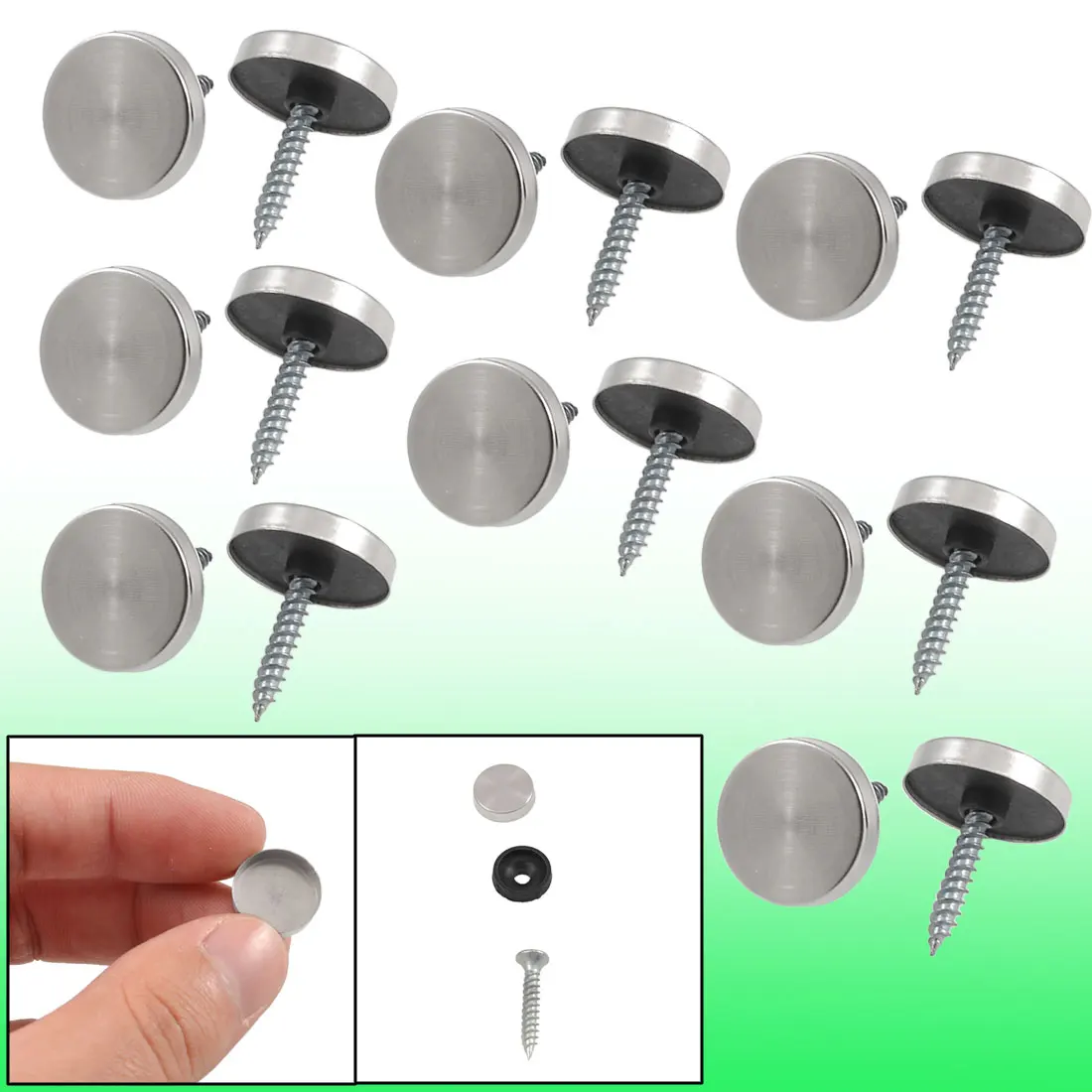 UXCELL 8Pcs 14mm Dia Stainless Steel Decorative Mirror Screw Cap Nails for Being Fixed On Glass Mirrors Or Furnitures