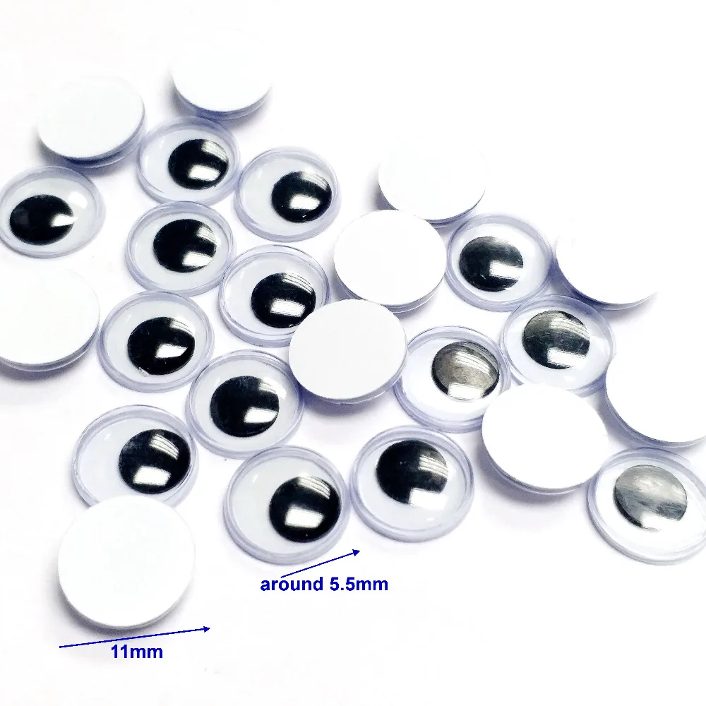 200PCS DIY Handmake Glue on Round 11mm Moving Eyes Wiggly Googly Balloon Bear Doll Scrapbooking You Need Use Glue To Stick It