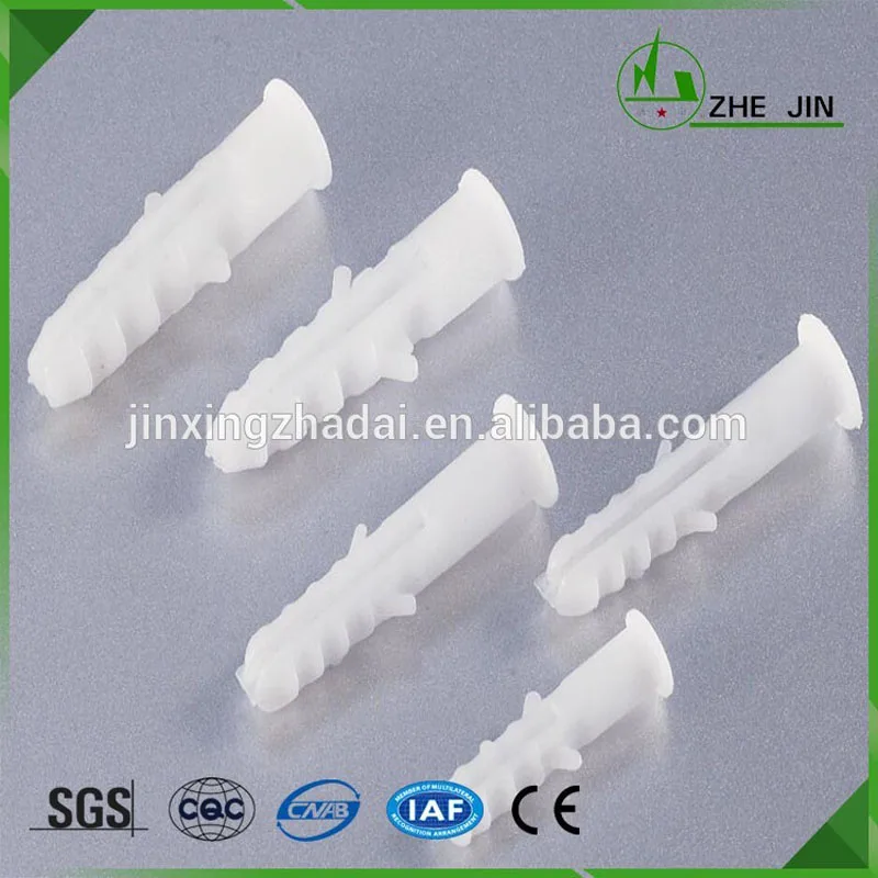 ZHEJIN (500pcs)  Expand Nail 8.0*39.2mm PE Material Wall Ribbed Plastic Anchor Plug without Screws