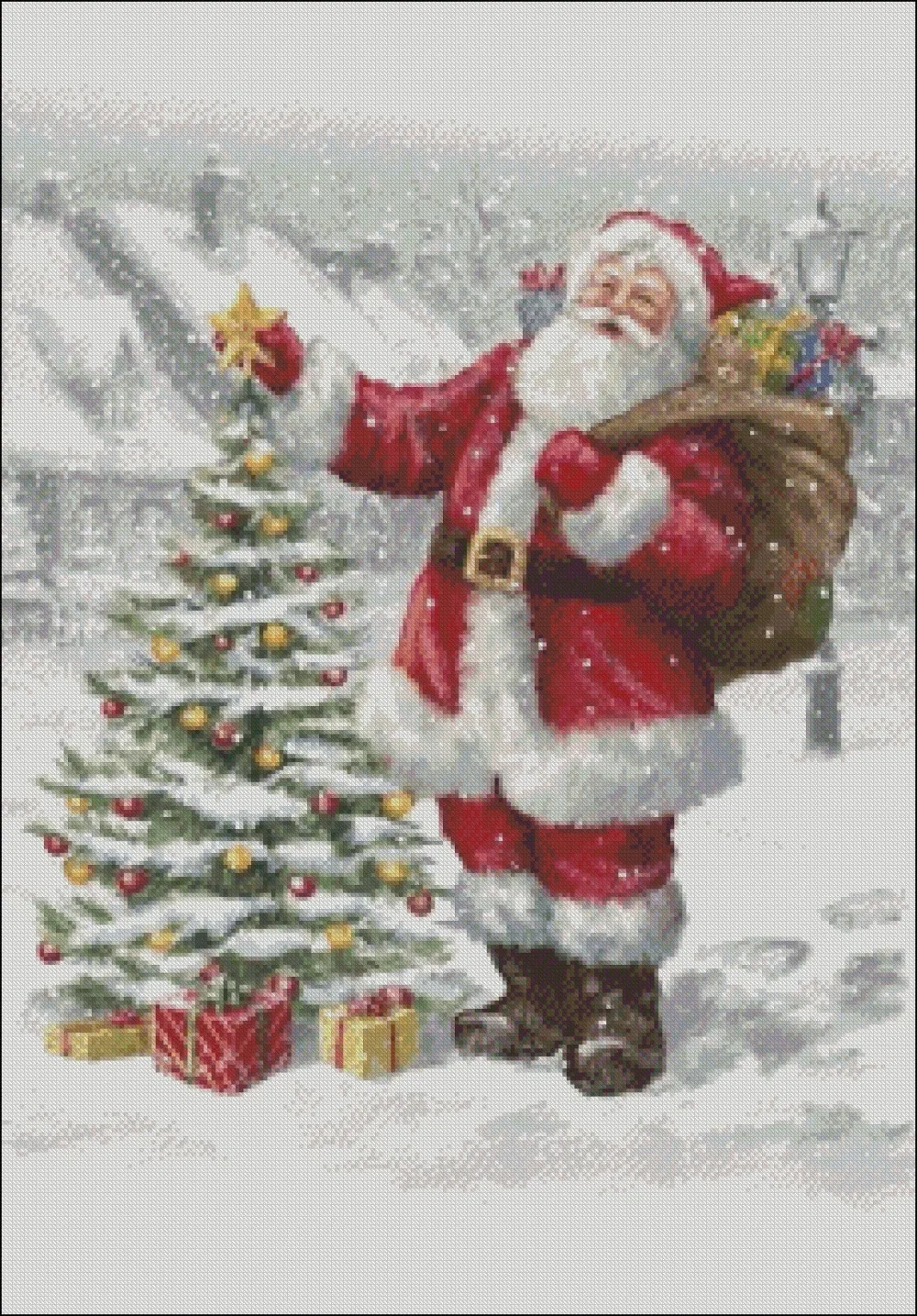 Santa Claus 13 - Counted Cross Stitch Kits - DIY Handmade Needlework for Embroidery 14 ct Cross Stitch Sets Christmas Holiday