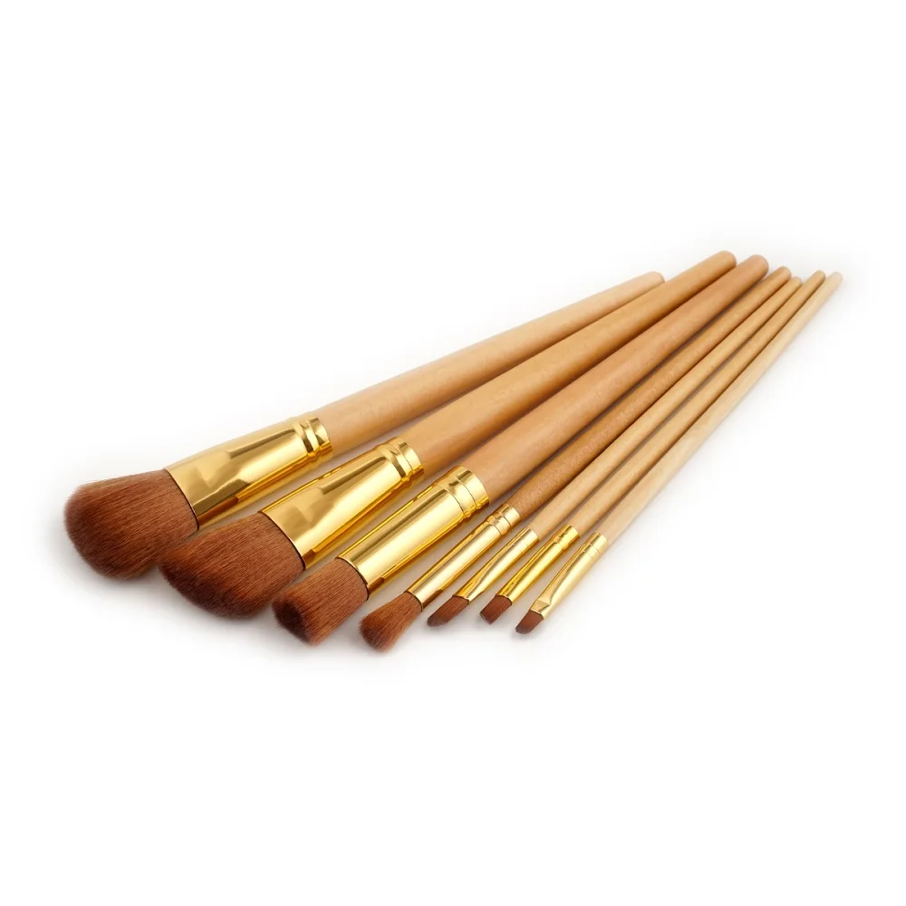 ENNKE Hot Slaes Wood Golden 7pcs/sets 2017 New cosmetics Makeup Brushes Set Eye Shadow Foundation Eyebrow Lip Make Up Brush Tool