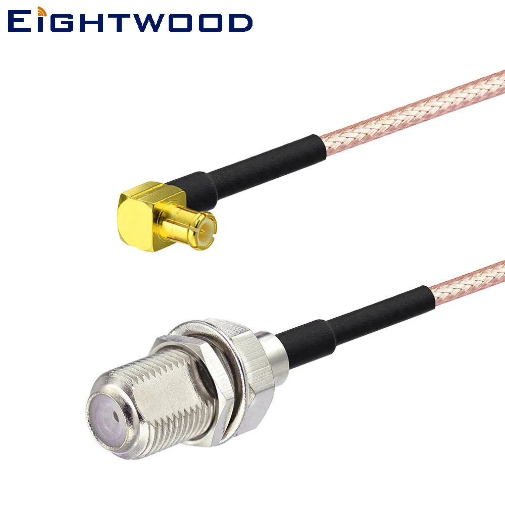 Eightwood Custom RF Cable Assembly F Type Female Bulkhead to MCX Male Right Angle RG316 Cable 15cm for Handheld TV Portable TV