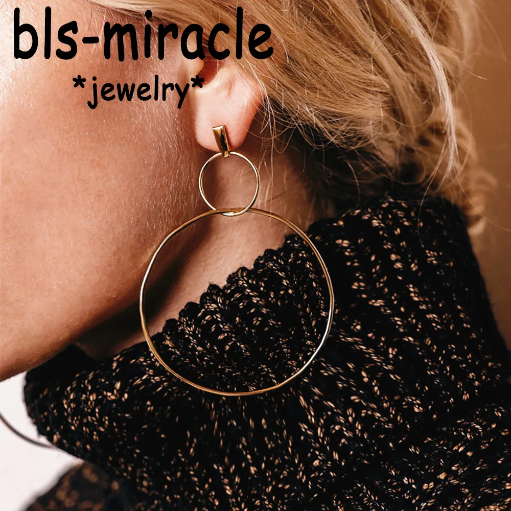 

Bls-miracle Gold Color Copper Lucky 8 Large Earrings For Women Brincos 2017 Steampunk Style Women Party Jewelry Accessories E304