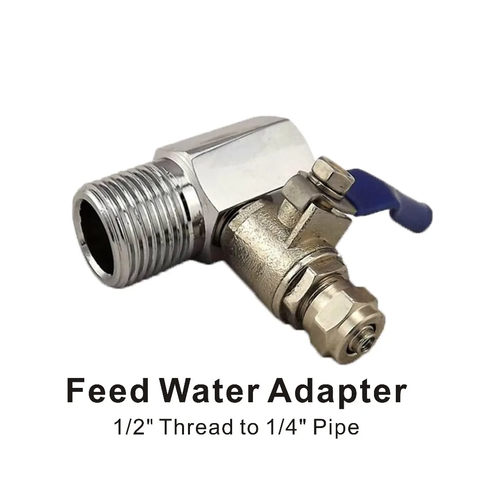 Feed Water Adapter Valve Reverse Osmosis RO System 1/2 Inch Thread to 1/4-Inch Pipe Connection