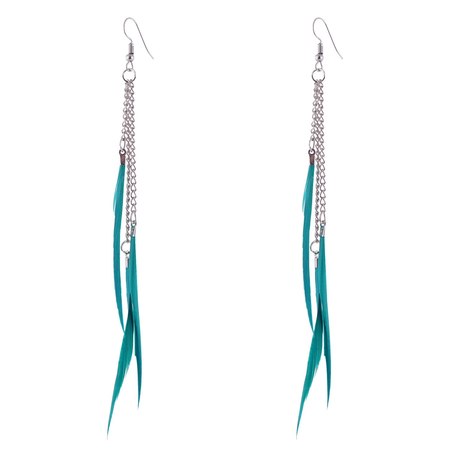 lureme Womens Girls Feather Long Tassel Hook Ear Dangle Earrings Fashion Bohemian Jewelry Bijoux Brincos (er005297)