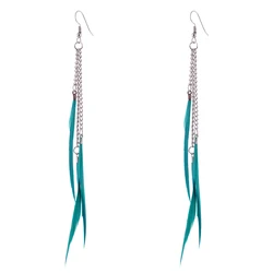 lureme Womens Girls Feather Long Tassel Hook Ear Dangle Earrings Fashion Bohemian Jewelry Bijoux Brincos (er005297)