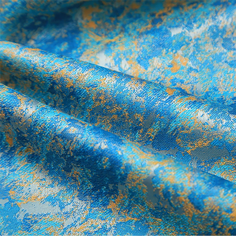 new arrival chemical fiber brocade jacquard light blue oil painting fabric used for bag chair pad women clothing by 100x90cm