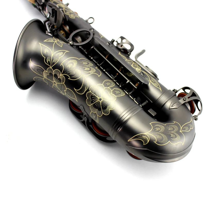 

Top Professional Custom ALTO Saxophone Black Matt Nickel Gold Eb Sax Accessories Musical Instruments Free Shipping