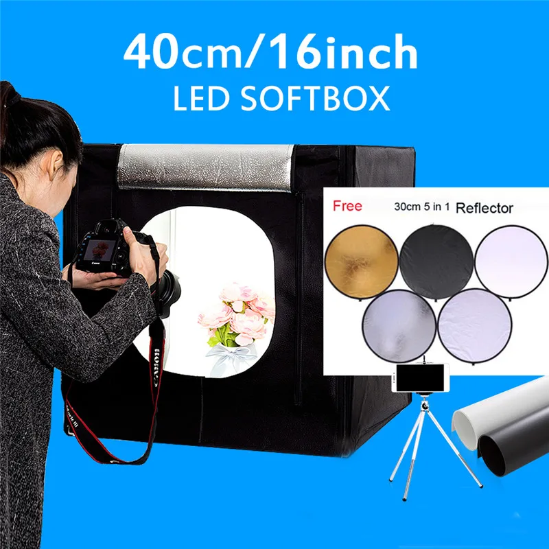 40X40X40CM Mini Tabletop Shooting Photography Light Tent Light box Kit Camera Photo Softbox Kit With Free Gift Portable