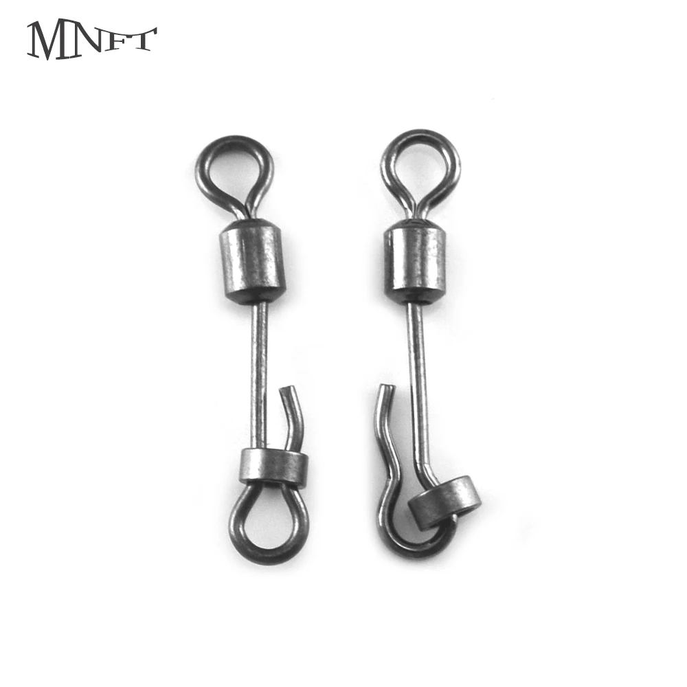 MNFT 10Pcs Stainless Steel Connector Quick Lock Rolling Swivel Snap Fishing Gear Accessories