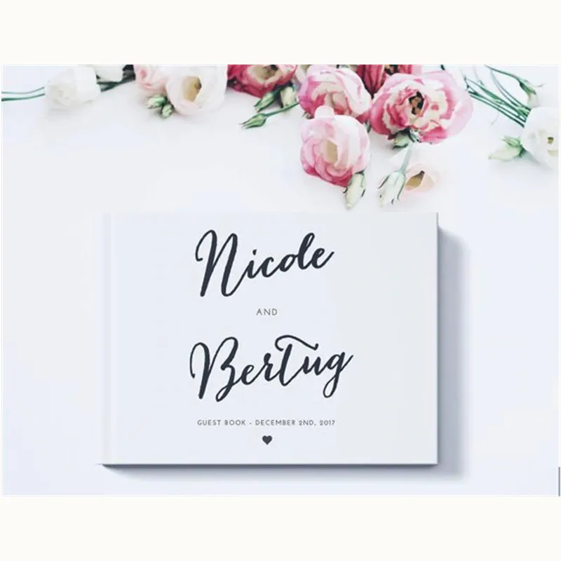 Painting Wedding Memory Guest Book White Theme for Wedding Decoration Personalized Wedding Guestbook Custom Name and Date