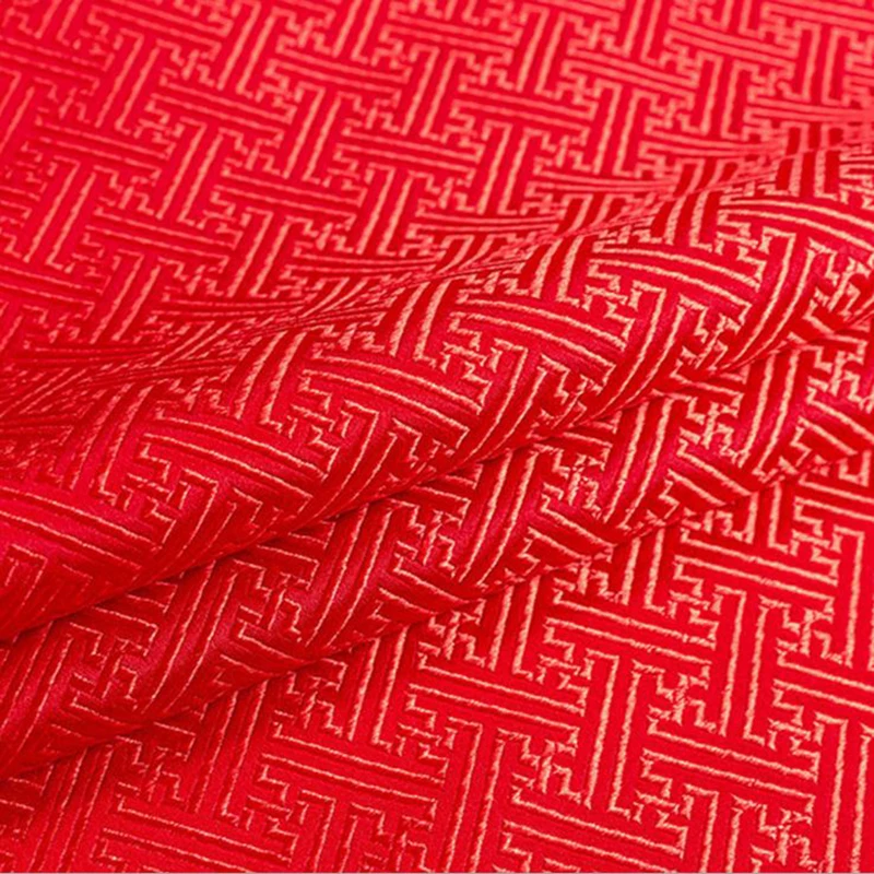 new arrival brocade red The Great Wall grid fabric for patchwork felt tissue telas dress bed sheet children cloth coat 100x75cm