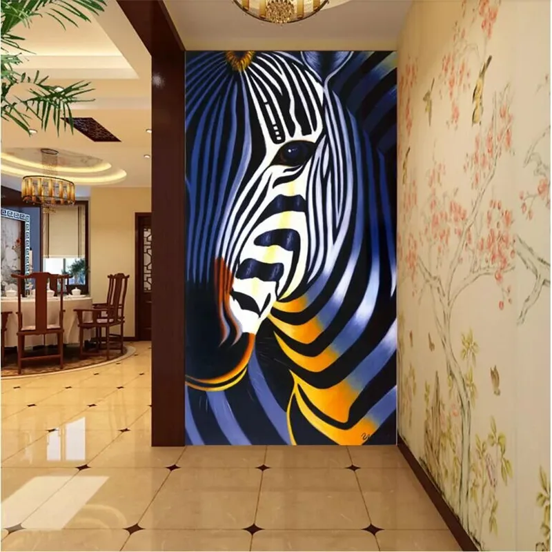 

Oil painting zebra modern art entrance manufacturer wholesale wallpaper mural custom photo wall