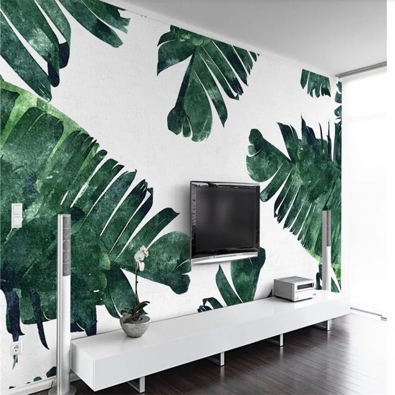 

Banana leaf plant television background wall professional production wallpaper mural custom photo wall