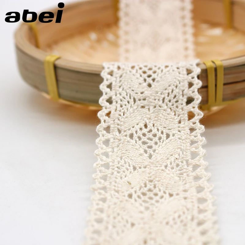 4cm 5yards/lot Cotton Lace Trims Sewing Beige Ribbon for Home Curtain DIY Handmade Patchwork Cotton Fabric Material Accessories